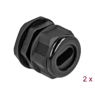   Delock Kábel tömszelence PG29 két kábelbemenettel 2 db. Fekete (60389)