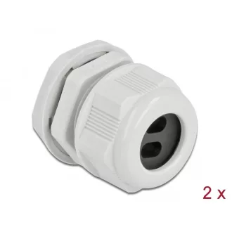   Delock Kábel tömszelence PG21 két kábelbemenettel lapos kábelekhez 2 db. Szürke (60392)