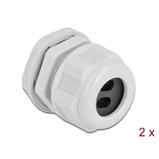 Delock Kábel tömszelence PG21 két kábelbemenettel lapos kábelekhez 2 db. Szürke (60392)