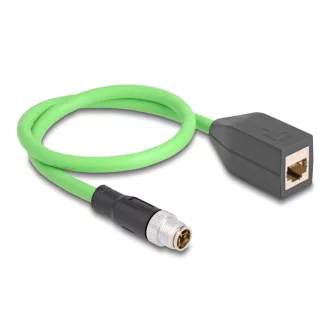   Delock Kábel M12 X kódolt 8 tűs apa - RJ45 anya PUR (TPU) 0,5 m (60572)