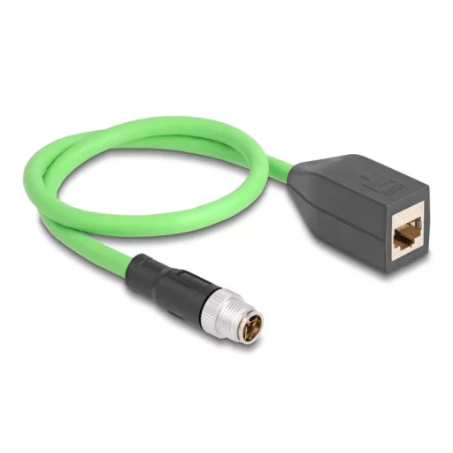 Delock Kábel M12 X kódolt 8 tűs apa - RJ45 anya PUR (TPU) 0,5 m (60572)