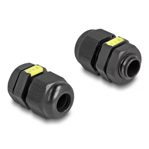 Delock M12 kábel tömlőszelence ventillációval, IP68 por és vízhatlan fekete 2 db. (60614)