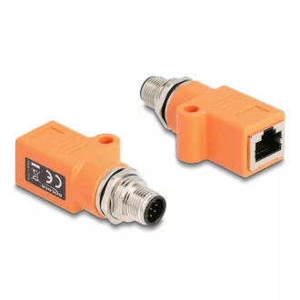   Delock M12 A-kódolt adapter 8 tűs apa - RJ45 anya Cat.5e beszerelő mélyedéssel egyenes, narancssárga színű (60617)