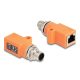 Delock M12 A-kódolt adapter 8 tűs apa - RJ45 anya Cat.5e beszerelő mélyedéssel egyenes, narancssárga színű