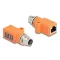 Delock M12 A-kódolt adapter 8 tűs anya - RJ45 anya Cat.5e beszerelő mélyedéssel, egyenes, narancssárga színű (60618)