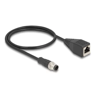   Delock Kábel M12 A kódolt 8 tűs apa - RJ45 anya PVC 0,5 m (60621)