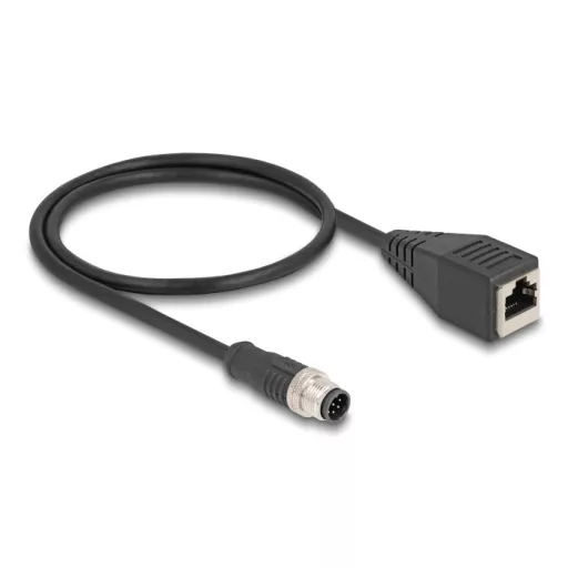 Delock Kábel M12 A kódolt 8 tűs apa - RJ45 anya PVC 0,5 m (60621)