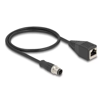   Delock Kábel M12 D kódolt 4 tűs apa - RJ45 anya PVC 0,5 m (60622)