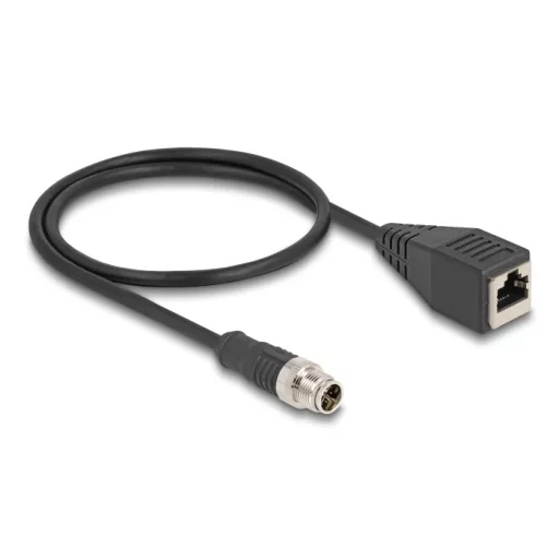 Delock Kábel M12 X kódolt 8 tűs apa - RJ45 anya PVC 0,5 m (60623)