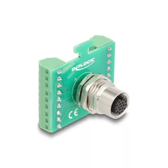   Delock M12 transzfer modul adapter 17 tűs A-kódú anya - 18 tűs sorkapocs installáláshoz (60660)
