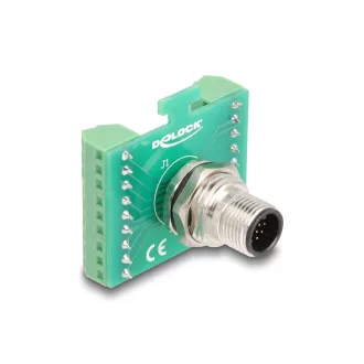   Delock M12 transzfer modul adapter 17 tűs A-kódú apa - 18 tűs sorkapocs installáláshoz (60661)