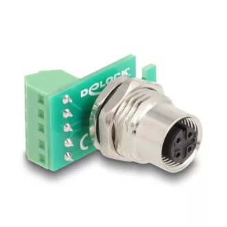   Delock M12 transzfer modul adapter 4 tűs A-kódú anya - 5 tűs sorkapocs installáláshoz (60662)