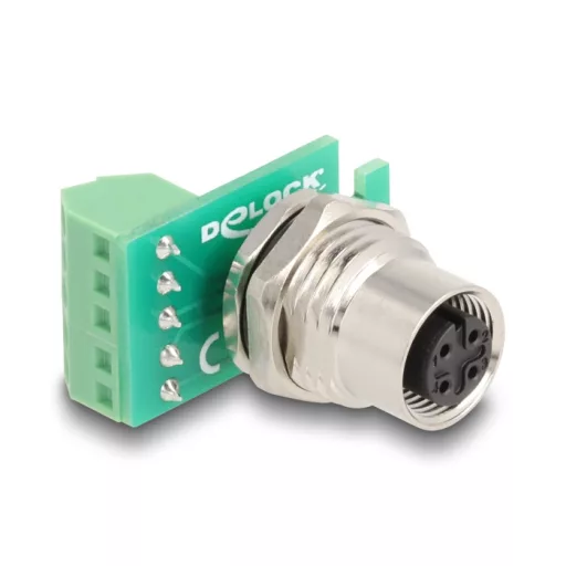 Delock M12 transzfer modul adapter 4 tűs A-kódú anya - 5 tűs sorkapocs installáláshoz (60662)