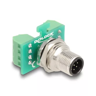   Delock M12 transzfer modul adapter 8 tűs A-kódú apa - 9 tűs sorkapocs installáláshoz (60664)