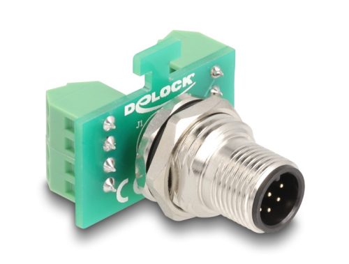 Delock M12 transzfer modul adapter 8 tűs A-kódú apa - 9 tűs sorkapocs installáláshoz (60664)