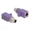Delock M12 D-kódolt adapter 4 tűs apa - RJ45 anya Cat.5e beszerelő mélyedéssel, egyenes, lila színű (60669)
