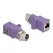 Delock M12 D-kódolt adapter 4 tűs anya - RJ45 anya Cat.5e beszerelő mélyedéssel, egyenes, lila színű (60678)