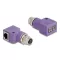 Delock M12 D-kódolt adapter 4 tűs anya - RJ45 anya Cat.5e beszerelő mélyedéssel, 90 -ban hajlított, ibolya színű (60680)