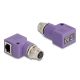 Delock M12 D-kódolt adapter 4 tűs anya - RJ45 anya Cat.5e beszerelő mélyedéssel, 90 -ban hajlított, ibolya színű
