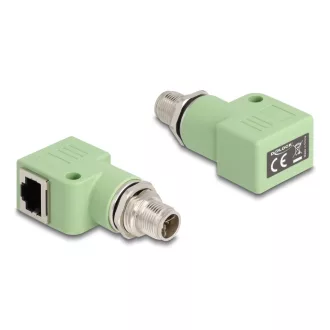   Delock M12 X-kódolt adapter 8 tűs apa - RJ45 anya Cat.5e beszerelő mélyedéssel, 90 -ban hajlított, zöld színű (60683)