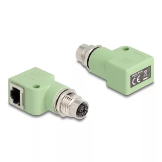   Delock M12 X-kódolt adapter 8 tűs anya - RJ45 anya Cat.5e beszerelő mélyedéssel, 90 -ban hajlított, zöld színű (60684)