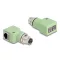 Delock M12 X-kódolt adapter 8 tűs anya - RJ45 anya Cat.5e beszerelő mélyedéssel, 90 -ban hajlított, zöld színű (60684)