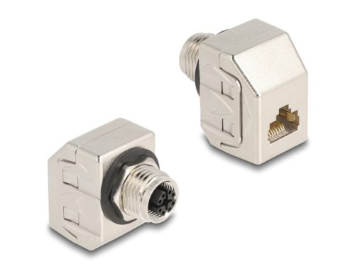 Delock M12 adapter X-kódú 8 tűs anya - RJ45 anya Cat.6A STP fém (60685)