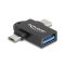 Delock Adapter USB 10 Gbps 2 az 1-ben A-típusú USB anya - USB Type-C  apa + Mikro-B USB apa OTG (60739)