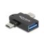 Delock Adapter USB 10 Gbps 2 az 1-ben A-típusú USB anya - USB Type-C  apa + Mikro-B USB apa OTG (60739)