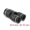 Delock Pneumatikus csatlakozó 2 x 8 mm   1 x 10 mm, rögzítőfurattal, Y-alakú (60752)