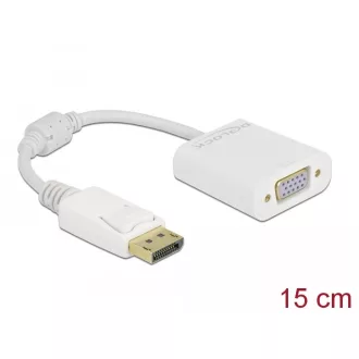   Delock Adapter DisplayPort 1.2-dugós csatlakozó-VGA-csatlakozóhüvely passzív fehér (61007)