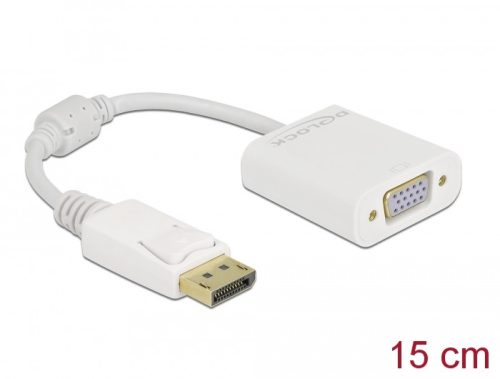 Delock Adapter DisplayPort 1.2-dugós csatlakozó-VGA-csatlakozóhüvely passzív fehér