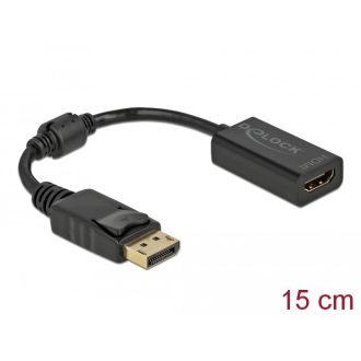   Delock Adapter DisplayPort 1.1-dugós csatlakozó -HDMI-csatlakozóhüvely passzív fekete (61011)