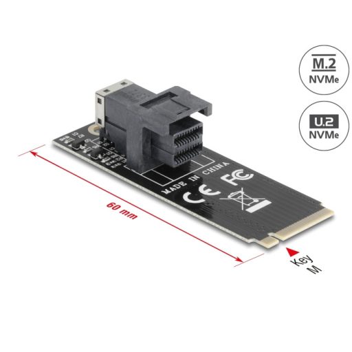 Delock Adapter, M.2 aljzat M nyílással > SFF-8643 NVMe 2260 (61070)