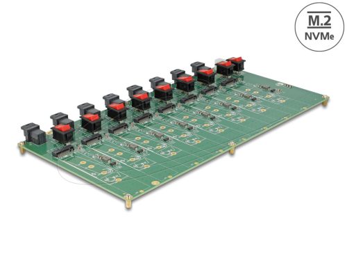 Delock M.2 Teszttábla 8 x M.2 NVMe Kulcs M SSD SFF-8643 konnektorral