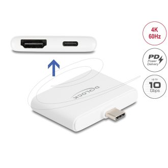   Delock USB Type-C  adapter HDMI 4K 60 Hz, USB Type-C  adatátvitel és PD 94 W támogatással (61087)
