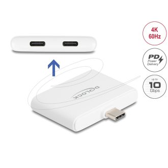   Delock USB Type-C  adapter USB-C  adatátvitelhez 10 Gbps és videóhoz 4K 60 Hz, valamint USB Type-C  PD-hez 92 W (61088)