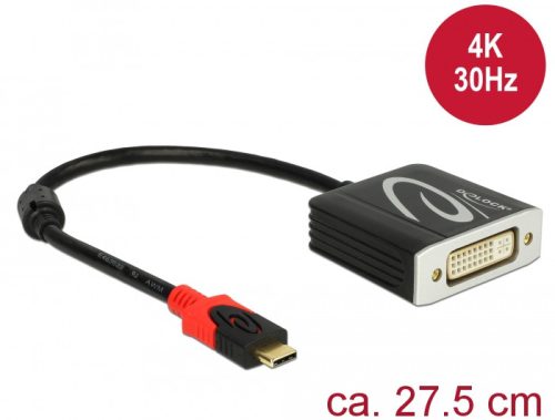 Delock Adapter USB Type-C  csatlakozódugóval > DVI csatlakozóhüvellyel (DP váltakozó mód) 4K 30 Hz