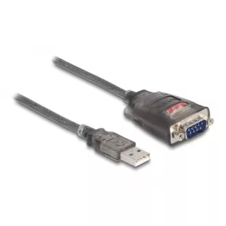   Delock Adapter A-típusú USB 2.0 - 1 x soros RS-232 D-Sub 9 tűs apa anyacsavarokkal, 3 db. LED-del 0,2 m (61412)