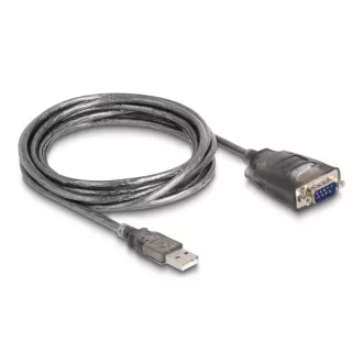   Delock Adapter A-típusú USB 2.0 - 1 x soros RS-232 D-Sub 9 tűs apa anyacsavarokkal, 3 db. LED-del 3 m (61548)