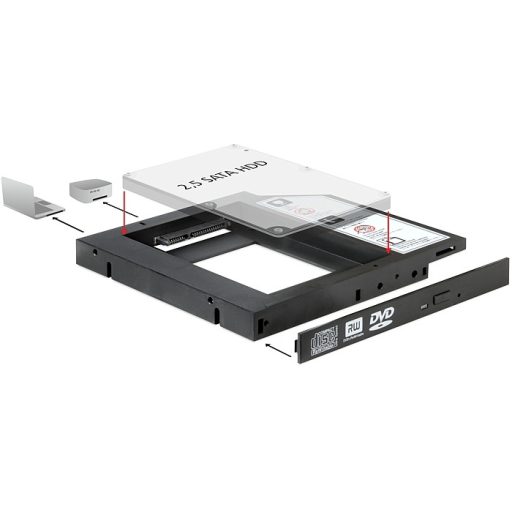 Delock Slim SATA 5.25 illeszto-keret, 1 x 2.5 SATA HDD/SSD-hez (61993)