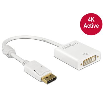   Delock Adapter Displayport 1.2-dugós csatlakozó > DVI-csatlakozóhüvely 4K aktív, fehér (62600)
