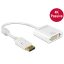 Delock Adapter Displayport 1.2-dugós csatlakozó > DVI-csatlakozóhüvely 4K passzív, fehér (62602)