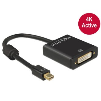   Delock Adapter mini Displayport 1.2-dugós csatlakozó > DVI-csatlakozóhüvely 4K aktív, fekete (62603)