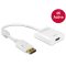 Delock Adapter Displayport 1.2-dugós csatlakozó > HDMI-csatlakozóhüvely 4K aktív, 20cm, fehér (62608)