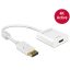 Delock Adapter Displayport 1.2-dugós csatlakozó > HDMI-csatlakozóhüvely 4K aktív, 20cm, fehér (62608)