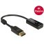 Delock Adapter Displayport 1.2-dugós csatlakozó > HDMI-csatlakozóhüvely 4K passzív, 20cm, fekete (62609)