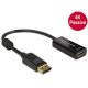 Delock Adapter Displayport 1.2-dugós csatlakozó > HDMI-csatlakozóhüvely 4K passzív, 20cm, fekete (62609)