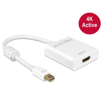   Delock Adapter mini Displayport 1.2-dugós csatlakozó > HDMI-csatlakozóhüvely 4K aktív, 20cm, fehér (62612)