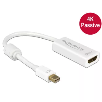   Delock Adapter mini Displayport 1.2-dugós csatlakozó > HDMI-csatlakozóhüvely 4K passzív, 20cm, fehér (62614)
